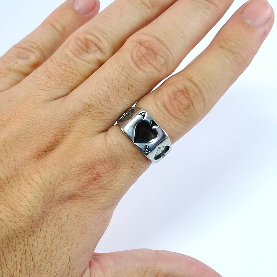 stainless steel 316l pravi hirurški čelik srbija nakit za muškarce prsten u obliku karata