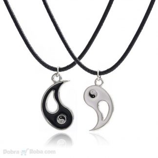 yin yang ogrlice unisex ogrlica jin jang dva lančića sa privescima srbija