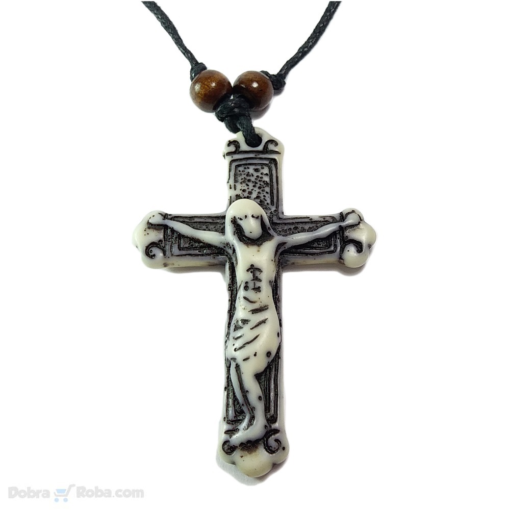 Ogrlica Isusovo Raspeće - Muška Kožna sa Priveskom