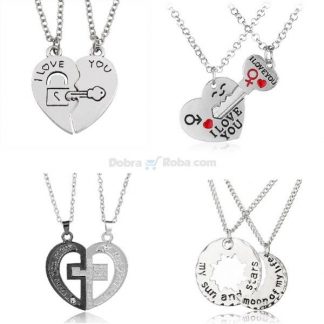 Ogrlice iz Dva Dela za Dečka i Devojku Poklon za zaljubljene preko 20 različitih kombinacija samo 450 dinara