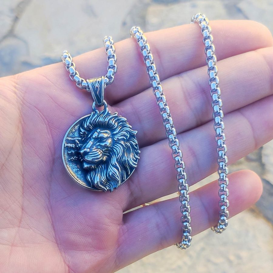 stainless steel 316L lančić ogrlica sa priveskom lav lion medaljon lav ogrlica za muškarce
