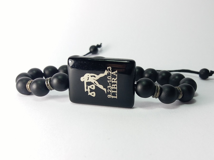 muška brojanica horoskopski znak vaga mat crna brojanica za muškarce sa pločicom znak vage