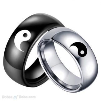 yin yang prstenje burme za parove zaljubljene crni i sivi prsten jin jang srbija