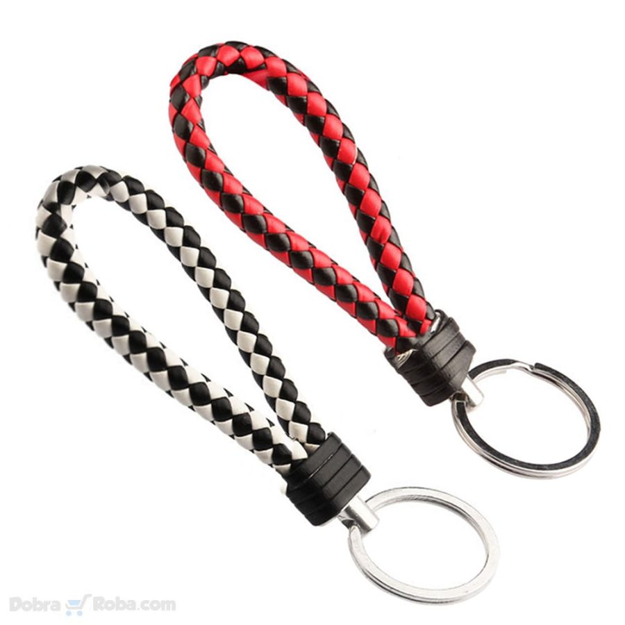 klasičan kožni privezak za ključeve od pletene kože u raznim bojama