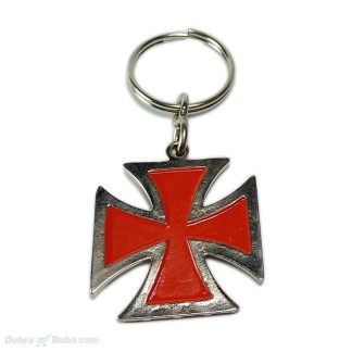 crveni Templarski Krst Privezak za ključeve