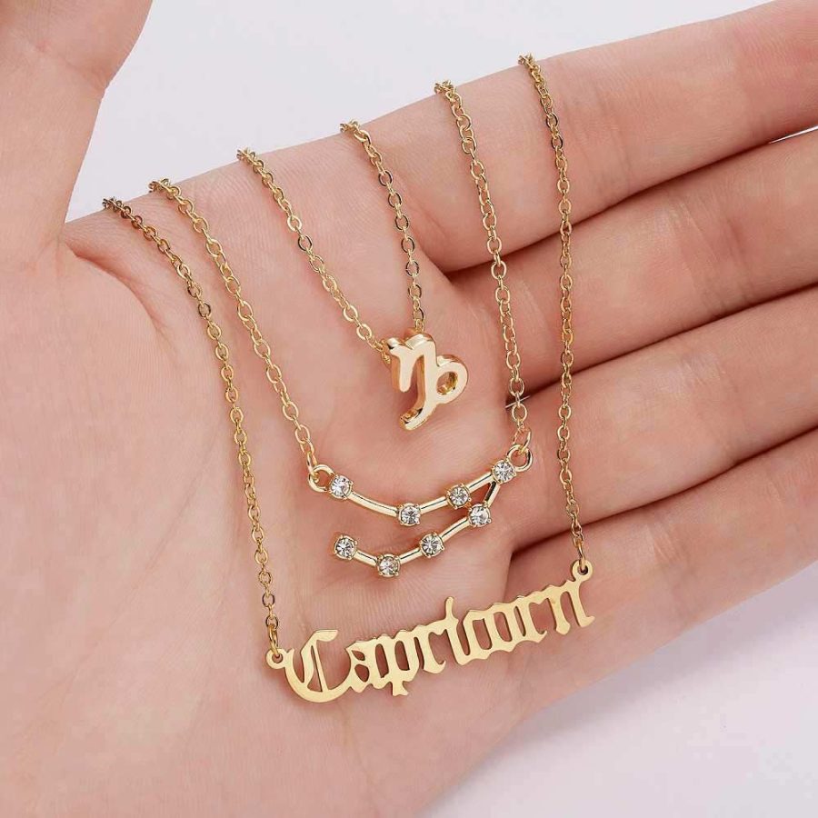 ženski lančić od nerđajućeg čelika u zlatnoj boji capricorn jarac znak zodijaka srbija ženski nakit