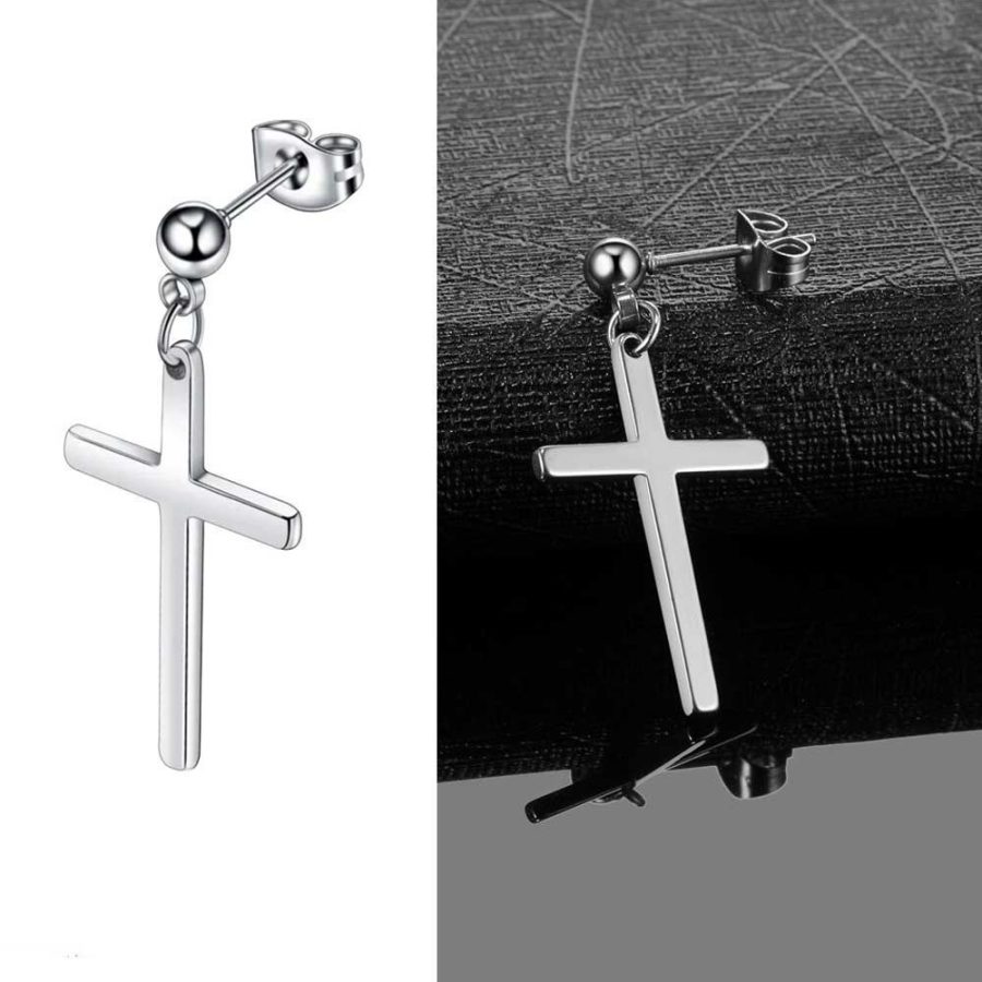 muške i ženske minđuše od nerđajućeg čelika siva boja