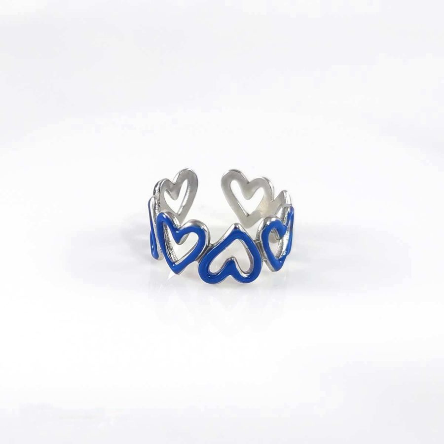 prsten sa plavim srcima svetlo plavo srce prsten za žene devojke od nerđajućeg medicinskog čelika srbija
