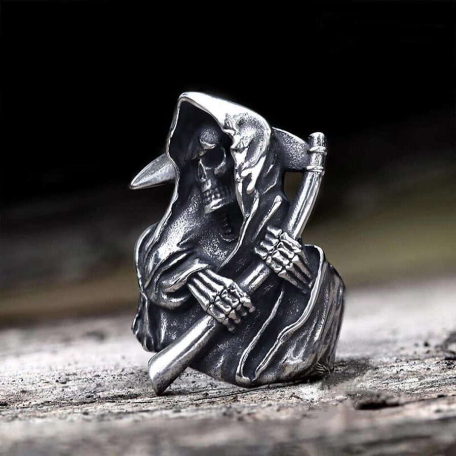 ripper prsten za muškarce riper kosač smrt death muško prstenje medicinski nerđajući čelik srbija