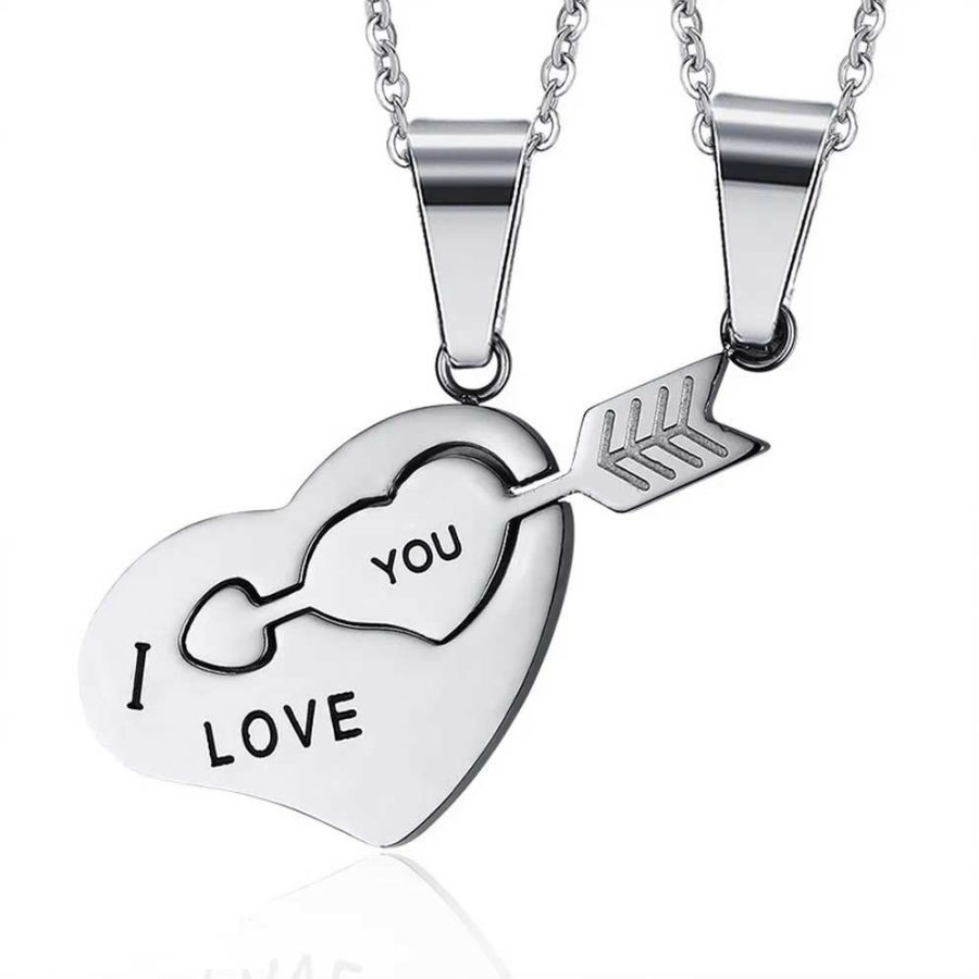 srce i strela dve ogrlice od hirurškog čelika poklon za dečka devojku