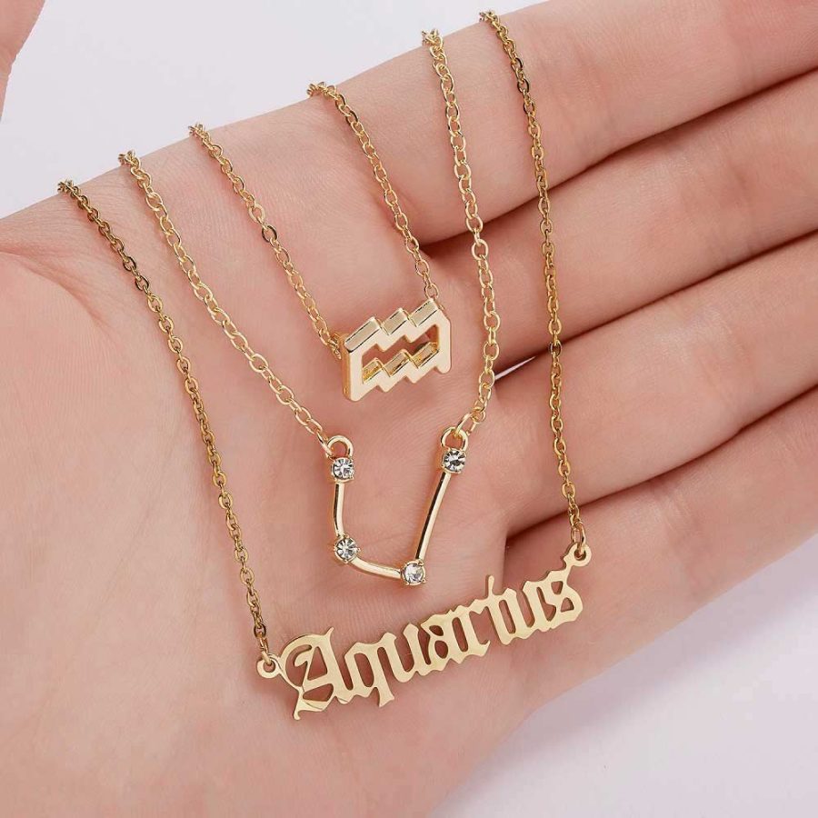 ženski lančič sa priveskom horoskopski znak vodolija od nerđajućeg čelika