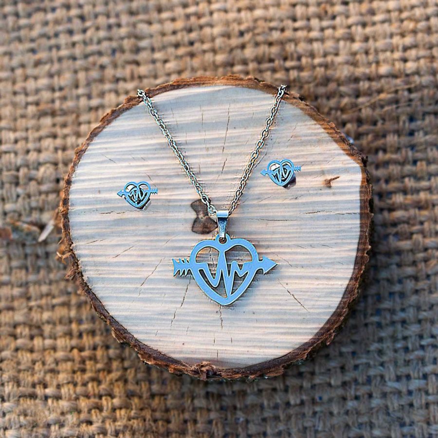 srce otkucaji srca nakit za žene devojke ženske naušnice lančić sa priveskom srbija nerđajući čelik