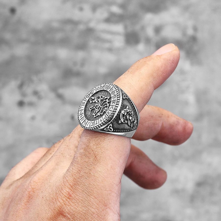 vučja glava prsten za muškarce od nerđajućeg čelika srbija viking nordic simboli vikinga srbija prstenje stainless steel 316L