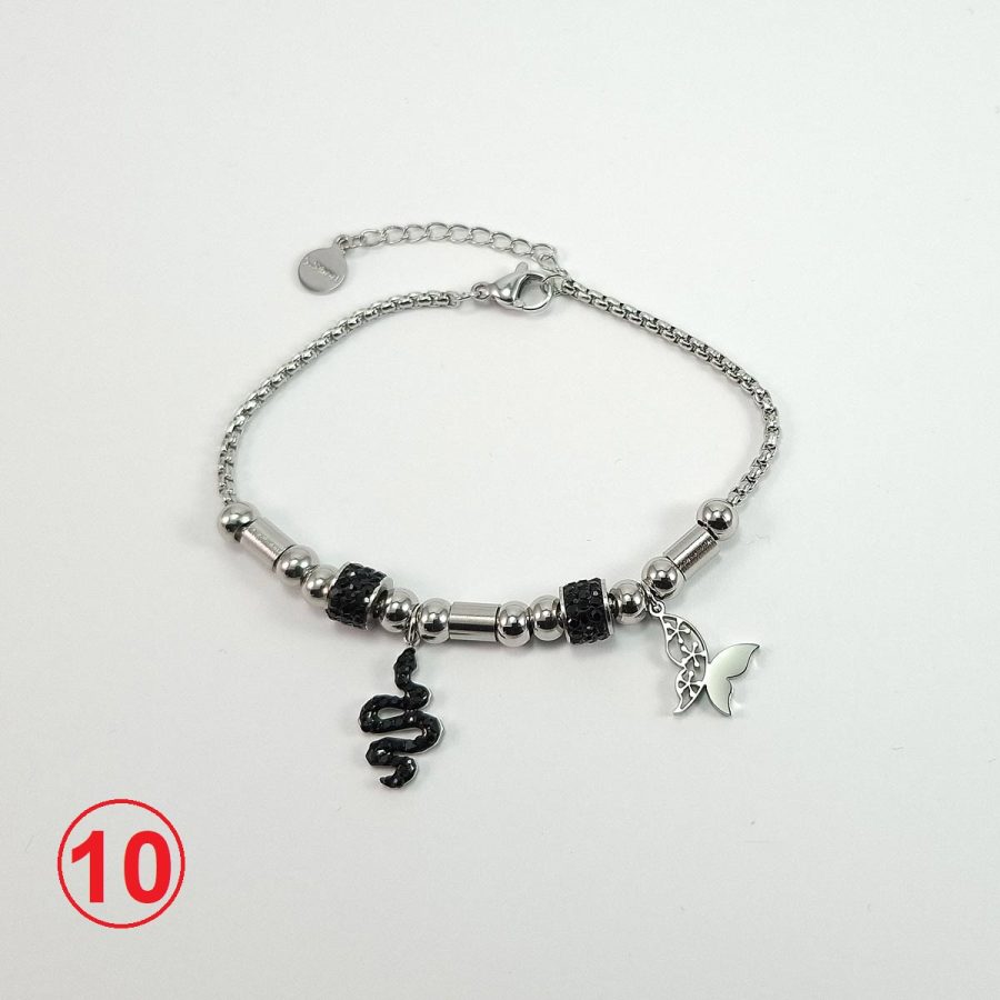 narukvica za žene crna zmija i leptirić narukvica hir čelik