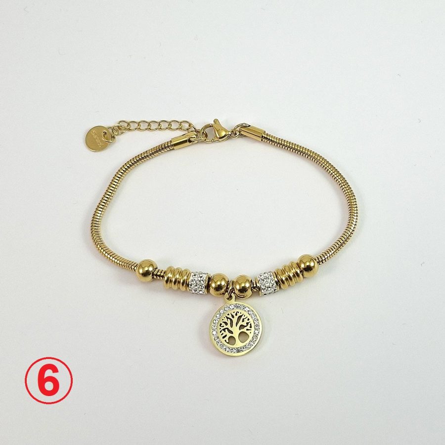 zlatna ženska narukvica drvo života od hirurškog čelika