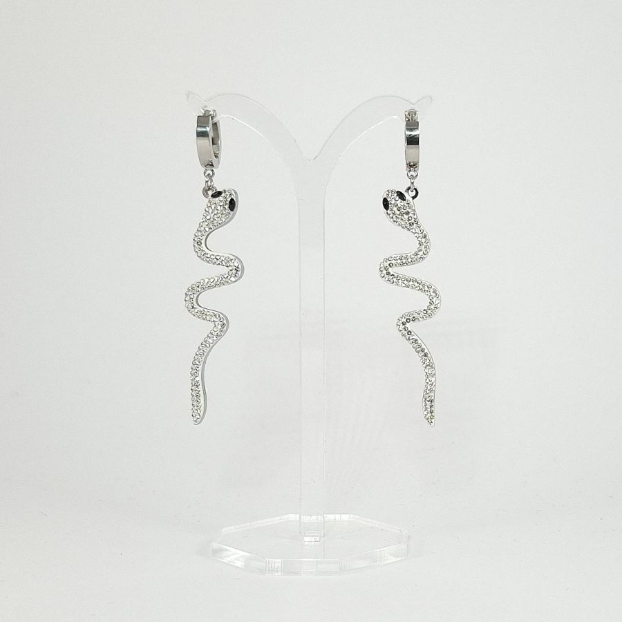 siva naušnice za žene minđuše u obliku zmije snake nerđajući čelik