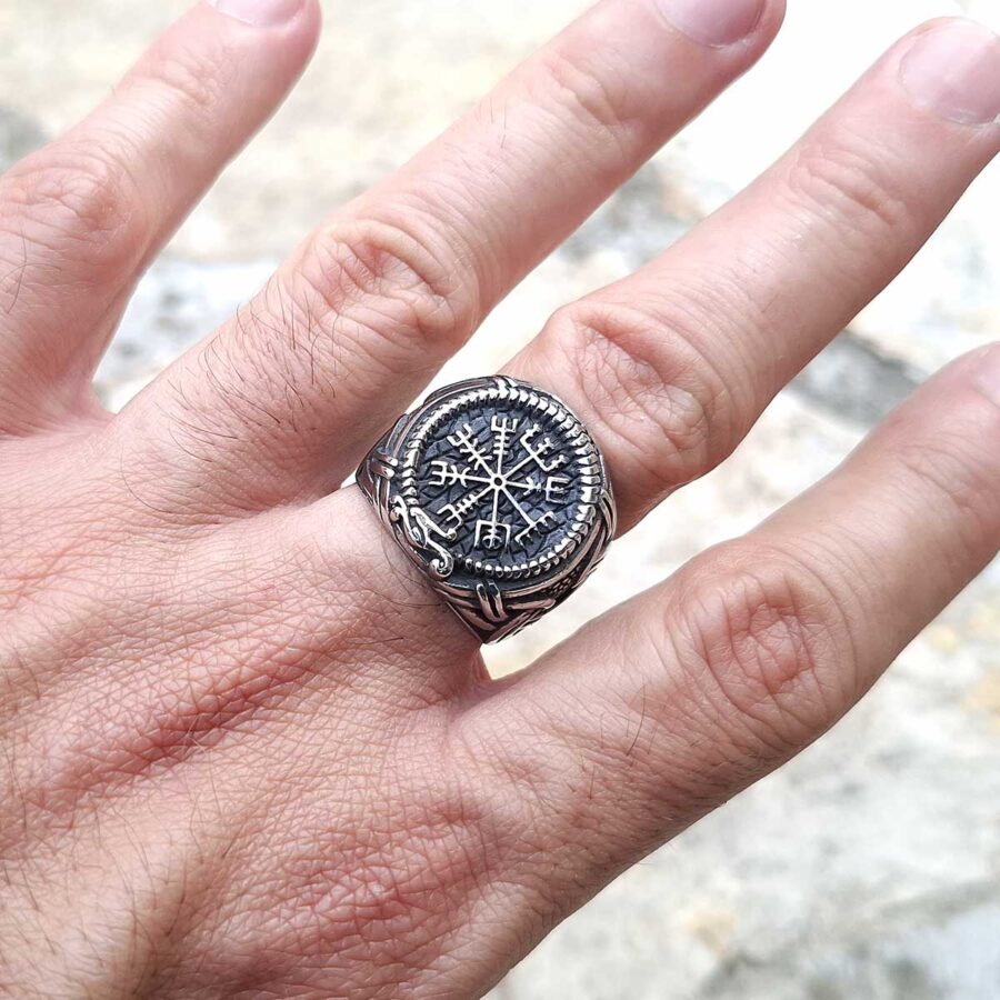 viking srbija muški prsten nakit runski kompas vegvizir stainless steel prstenje