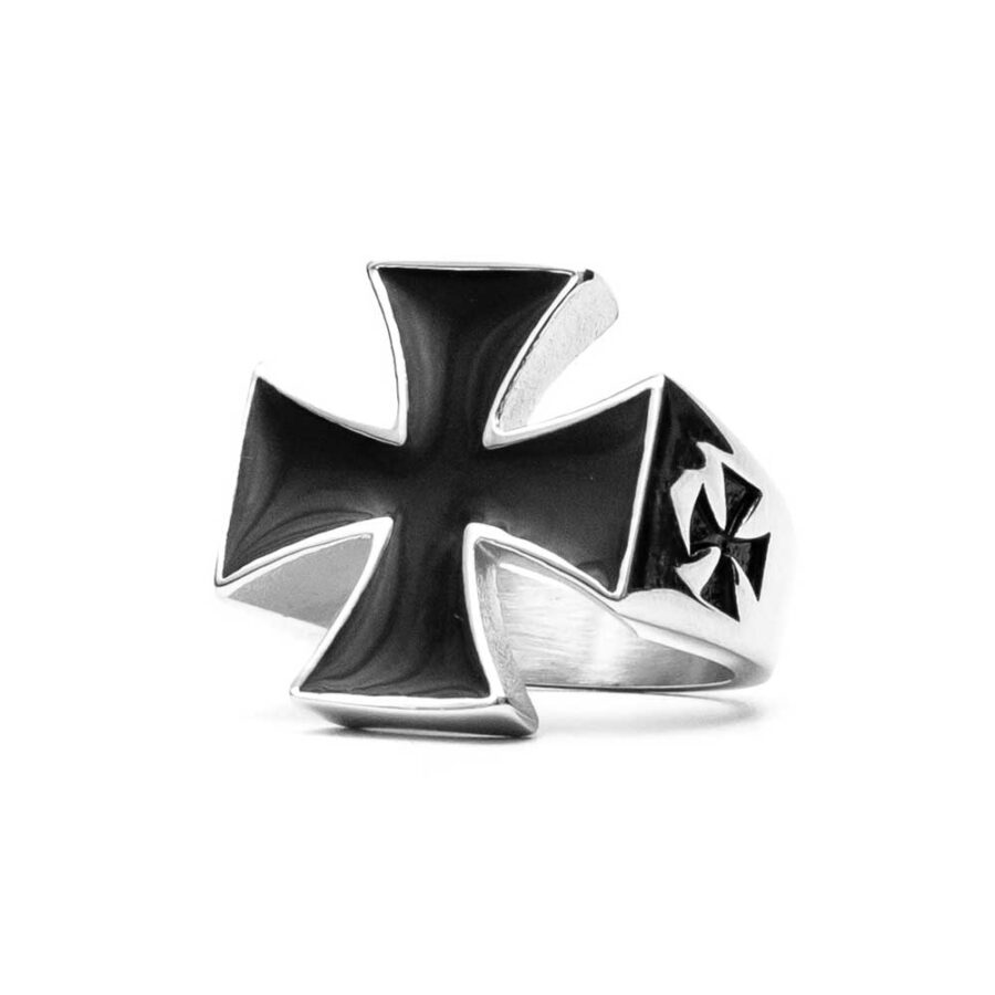 gvozdeni krst muški prsten od hirurškog čelika srbija templar mason simbol crni krst