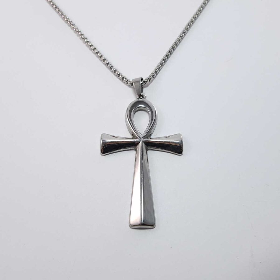 ankh siva ogrlica od hirurškog čelika muški ženski nakit ankh egipatski simboli srbija prodaja nakita